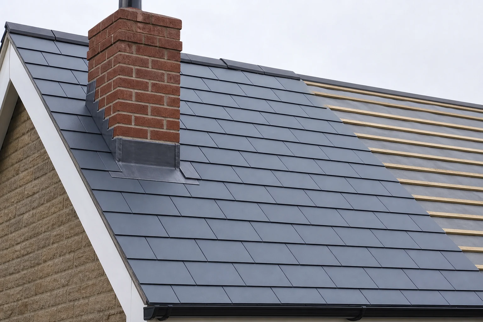 Fresh roof tiles fitted on a pitched home