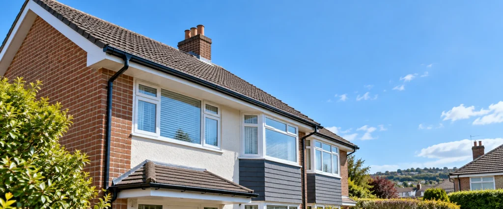 Clean guttering and roof edge on a UK home